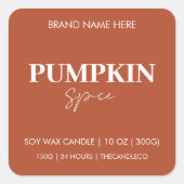 Minimalistische Pumpkin Spice Kaars | Aangepaste H Vierkante Sticker (Voorkant)
