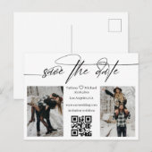 minimalistische qr code 2 foto's collage sparen de aankondigingskaart (Voorkant / Achterkant)