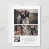 Minimalistische QR-code 3 foto's Boheemse bruiloft Kaart (Achterkant)