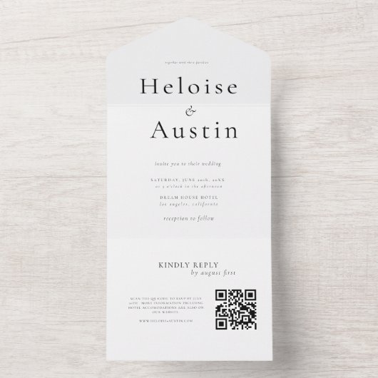 Minimalistische QR-code Alles-in-één uitnodiging (Binnen)