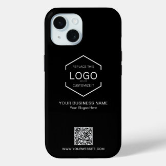 Minimalistische QR Code Bedrijf Business Logo iPhone 15 Case