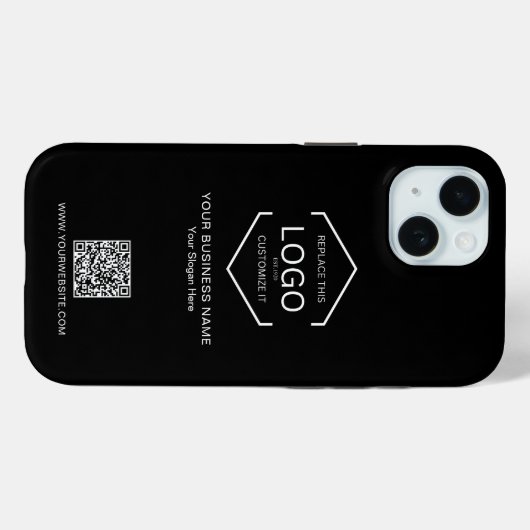 Minimalistische QR Code Bedrijf Business Logo Case-Mate iPhone Case (Achterkant (horizontaal))