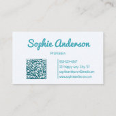 Minimalistische Qr Code Blau Waterverf Gestreept Visitekaartje (Achterkant)