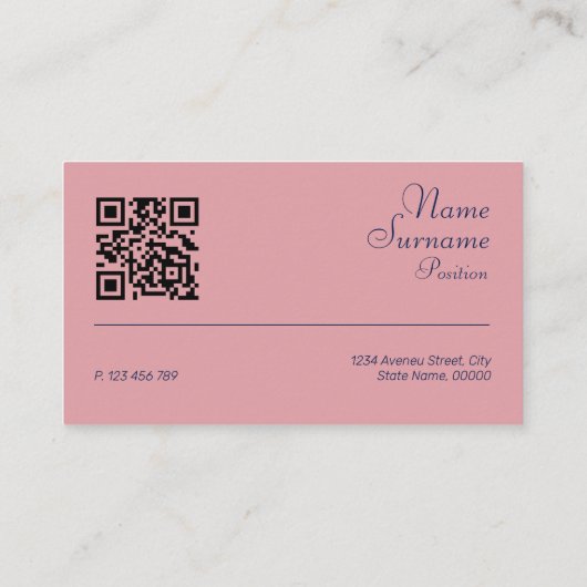 Minimalistische QR-code bleke koraalverpleegkundig Visitekaartje (Achterkant)
