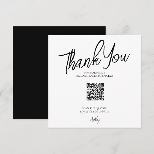 Minimalistische QR-code Bruidsdouche Dankkaart Bedankkaart (Voorkant / Achterkant)
