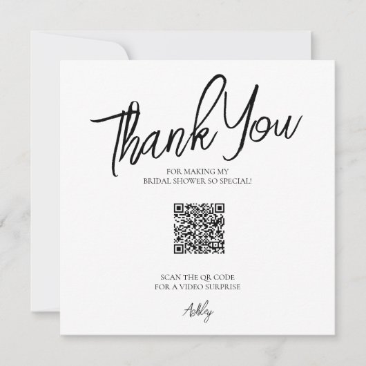Minimalistische QR-code Bruidsdouche Dankkaart Bedankkaart (Voorkant)