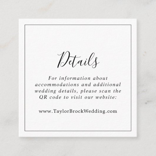 Minimalistische QR-code bruiloft details Informatiekaartje (Voorkant)