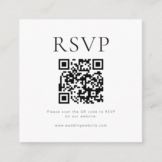 Minimalistische QR-code bruiloft RSVP Informatiekaartje (Voorkant)