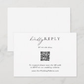 Minimalistische QR Code Bruiloft RSVP Online React Kaartje (Voorkant / Achterkant)