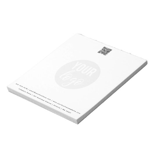 Minimalistische QR-code Business Logo Contactgegev Notitieblok (Linkerzijde)