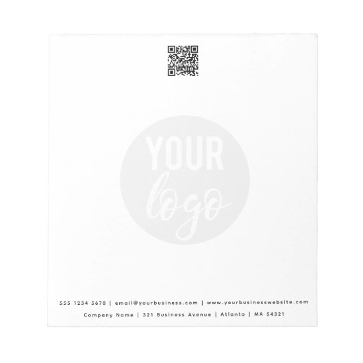 Minimalistische QR-code Business Logo Contactgegev Notitieblok (Voorkant)