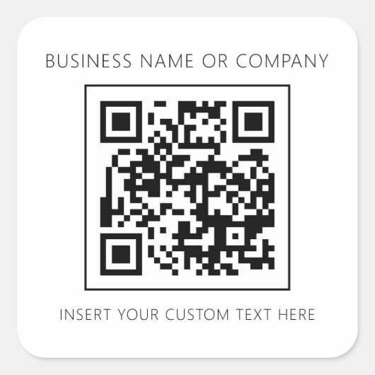 Minimalistische QR-code Business White Simple Vierkante Sticker (Voorkant)