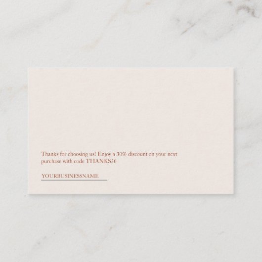 Minimalistische QR-code Dank u Kaartkortingscode Visitekaartje (Achterkant)