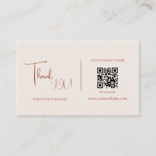 Minimalistische QR-code Dank u Kaartkortingscode Visitekaartje (Voorkant)