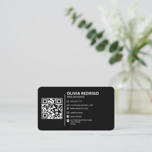 Minimalistische QR-code Digitaal Netwerk Contactge Visitekaartje (Staand voorkant)
