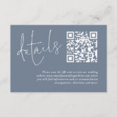 Minimalistische QR-code Dusty Blue Wedding Details Informatiekaartje (Voorkant)