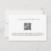 Minimalistische QR-code Elegante Witte Bruiloft RSVP Kaartje (Achterkant)