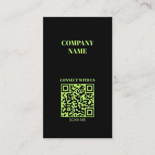 Minimalistische QR-code fluorescerend groen Visitekaartje (Voorkant)