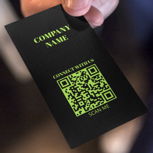 Minimalistische QR-code fluorescerend groen Visitekaartje