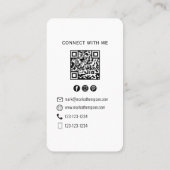 Minimalistische QR-code foto Connect Modern Wit Visitekaartje (Achterkant)