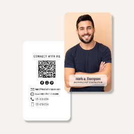 Minimalistische QR-code Foto Connect Modern Wit Visitekaartje