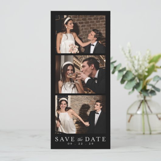 Minimalistische QR-code fotohokje bruiloft Save The Date (Staand voorkant)