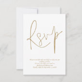 Minimalistische QR-code Gold Script Wedding RSVP-K Kaart (Voorkant)