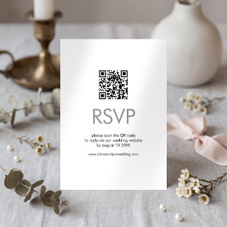 Minimalistische QR-code Huwelijksreactie RSVP Kaartje