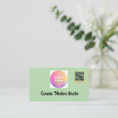 Minimalistische QR-code keramische winkel visiteka Visitekaartje (Staand voorkant)