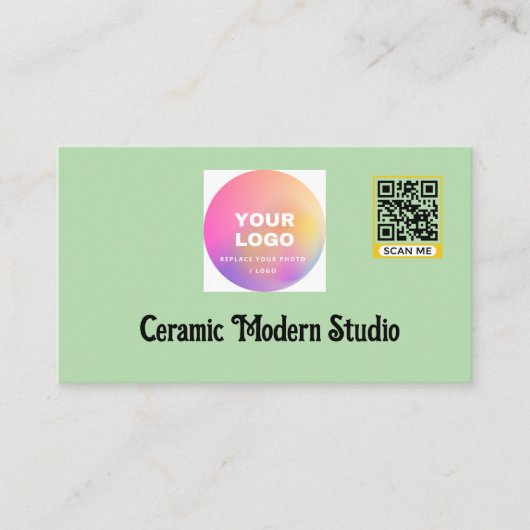 Minimalistische QR-code keramische winkel visiteka Visitekaartje (Voorkant)