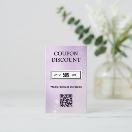 Minimalistische QR-code kortingskaart Visitekaartje (Staand voorkant)