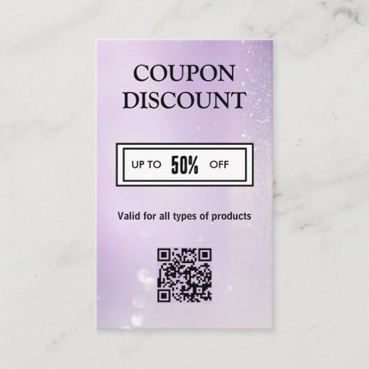 Minimalistische QR-code kortingskaart Visitekaartje (Voorkant)