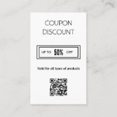 Minimalistische QR-code kortingskaart Visitekaartje (Voorkant)