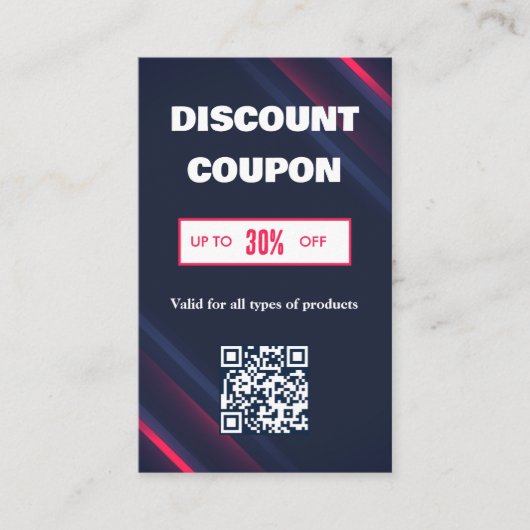 Minimalistische QR-code kortingskaart Visitekaartje (Voorkant)