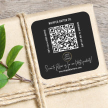 Minimalistische QR-code + LOGO Black Volg ons!