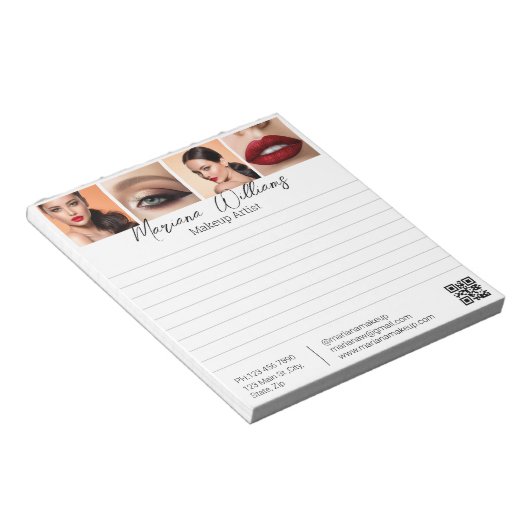 Minimalistische QR code make-up artiest 4 foto's g Notitieblok (Schuin)