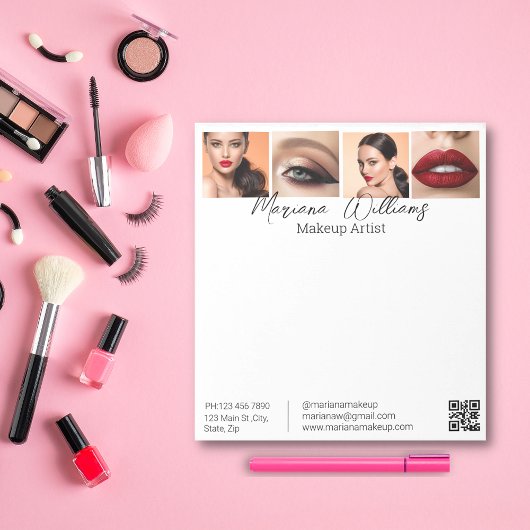Minimalistische QR code make-up artiest 4 foto's w Notitieblok