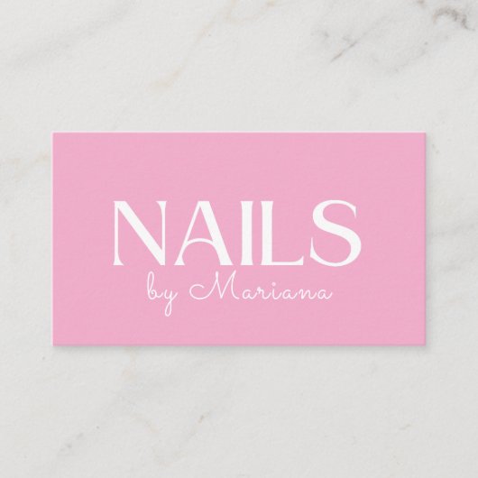 Minimalistische QR Code Nails Tech 4 foto's Roze Visitekaartje (Voorkant)