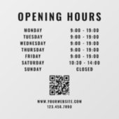 Minimalistische QR-code Openingstijden Zwart Bedri Raamsticker (Vel)