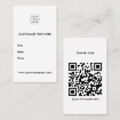 Minimalistische QR-code Prijs Hang Label met aange (Voorkant / Achterkant)