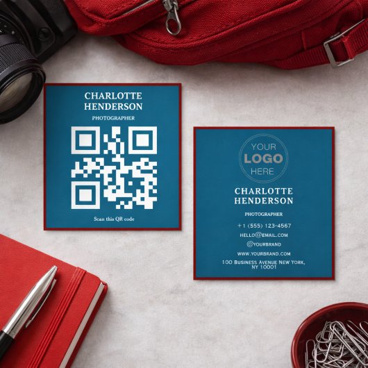 Minimalistische QR-code professioneel ontwerp Vierkante Visitekaartje