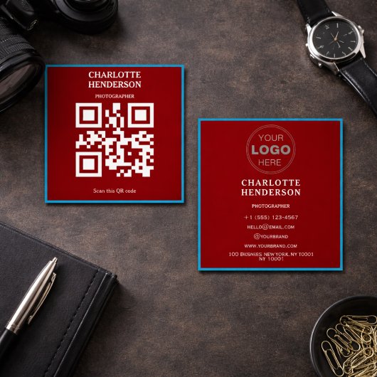 Minimalistische QR-code professioneel ontwerp Vierkante Visitekaartje