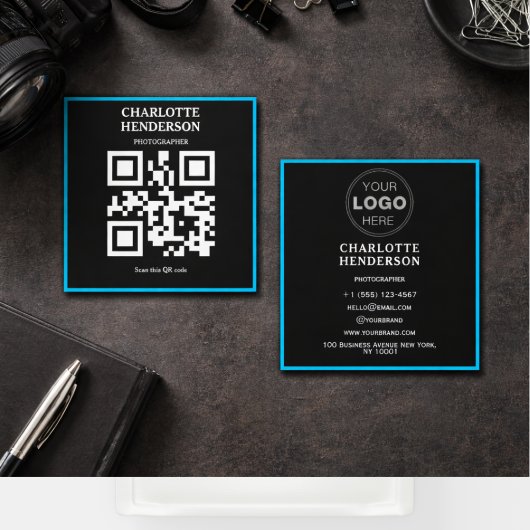 Minimalistische QR-code professioneel ontwerp Vierkante Visitekaartje