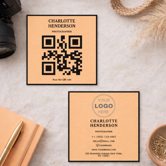 Minimalistische QR-code professioneel ontwerp Vierkante Visitekaartje