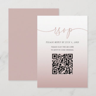 Minimalistische QR-code Roze Eenvoudige RSVP Huwel Kaartje