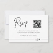 Minimalistische QR-code RSVP | Elegante zwart-wit Kaartje (Voorkant)