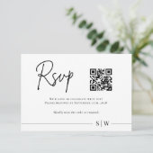 Minimalistische QR-code RSVP | Elegante zwart-wit Kaartje (Staand voorkant)