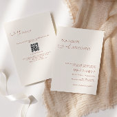 Minimalistische QR-code RSVP in één bruiloft Kaart