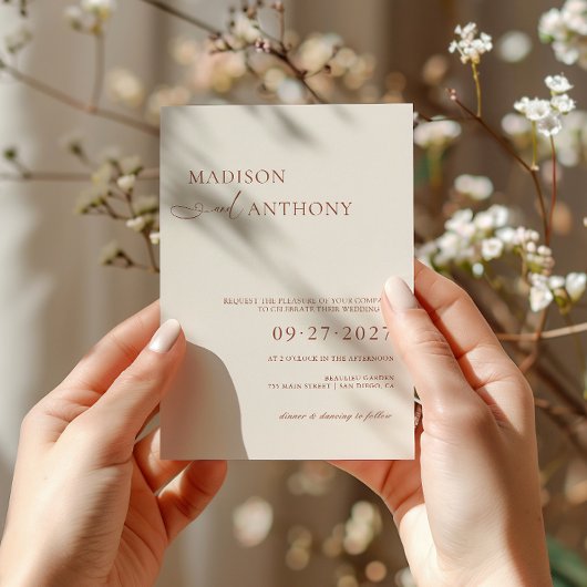 Minimalistische QR-code RSVP in één bruiloft Kaart