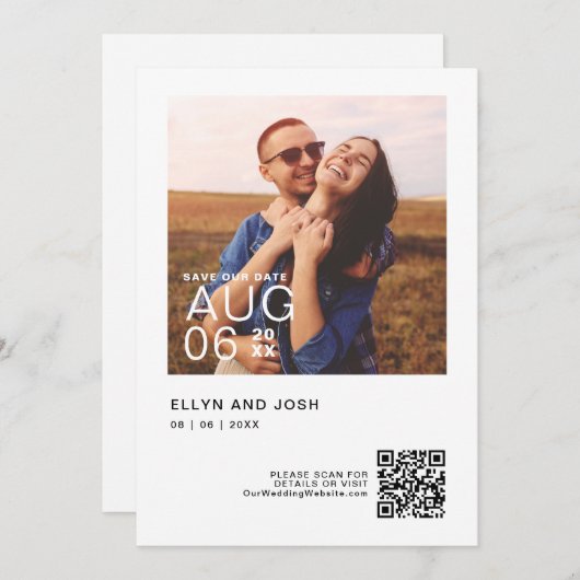 Minimalistische QR-code save the date Kaart (Voorkant / Achterkant)